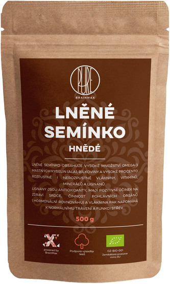 BrainMax Pure Lněné semínko (hnědé) BIO, 500 g