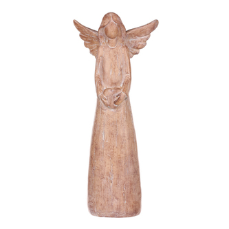 Anděl z polyresinu, imitace dřeva.