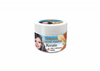 Krémová vlasová maska KERATIN + VITAMÍNOVÝ OLEJ Z OBILNÝCH KLÍČKŮ 260 ml