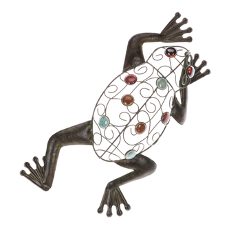 Žába - kovová dekorace na pověšení.