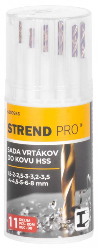 Vrtáky do kovu sada 11 ks (1,5 - 8 mm HSS) Strend Pro