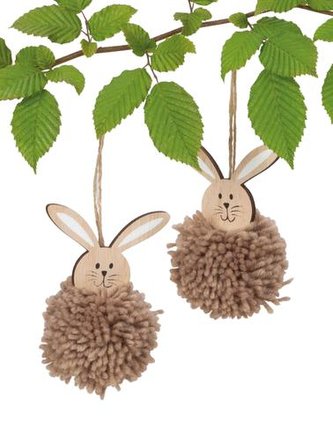 Ozdoba králík dřevo větší