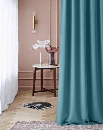 Dekorační závěs zatemňující s kroužky LAURA - "BLACKOUT" 140x250 cm, tyrkysová  (cena za 1 kus) MyBestHome