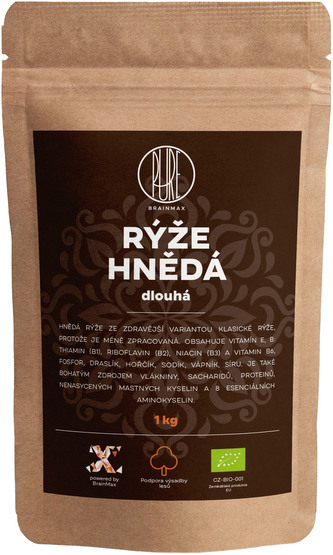 BrainMax Pure Rýže, hnědá, dlouhá BIO, 1kg