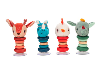 Lilliputiens - houpací chrastítko s přísavkou - dráček Joe