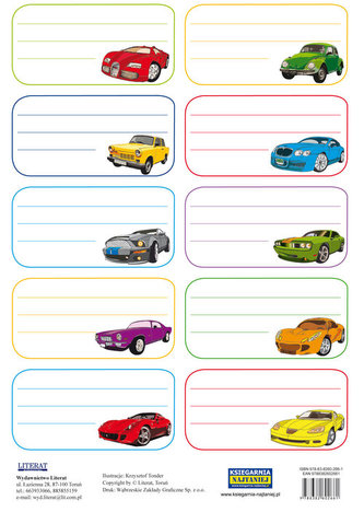 Naklejki na zeszyty. Auta