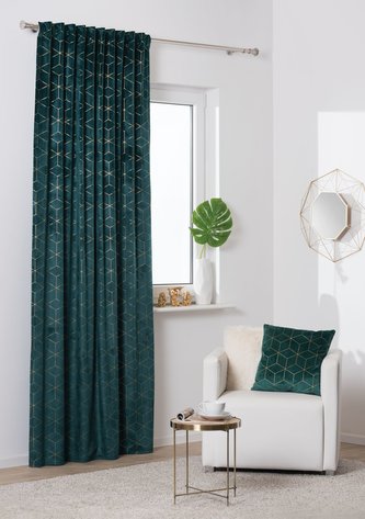 Dekorační vzorovaný závěs s tunýlkem SANSO zelená 140x260 cm (cena za 1 kus) MyBestHome