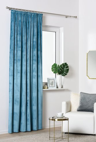 Dekorační VELVET závěs s řasící páskou VELUTTO modrá 140x260 cm MyBestHome