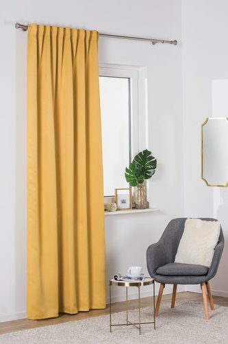 Dekorační jednobarevný závěs s tunýlkem ECLITT mustard/hořčicová 140x260 cm (cena za 1 kus) MyBestHome