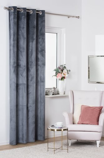 Dekorační velvet závěs na kroužky CRISTAL 135x260 cm, šedá (cena za 1 kus) MyBestHome