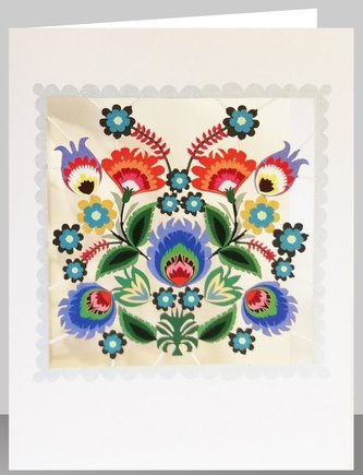 Karnet PM515 wycinany + koperta Folk - kwiaty