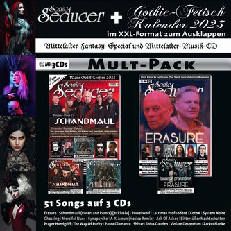 Sonic Seducer Multipack 01/23 (07-08/22+09/22) inkl. Gothic Fetisch Kalender 2023, 3CDs: Schandmaul, Depeche Mode, Rammstein, Er