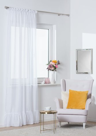 Dekorační záclona s řasící páskou s volánkem EMILIA bílá 140x260 cm (cena za 1 kus) MyBestHome