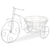 Stojan na květiny ve tvaru kola, kovový, bílá barva.