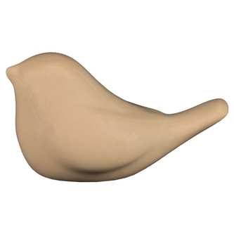 Ptáček keramický, lesklá krémová barva.