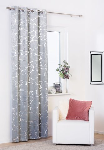 Dekorační vzorovaný závěs s kroužky  WUSTE šedá/stříbrná 135x260 cm (cena za 1 kus) MyBestHome