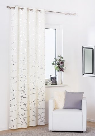 Dekorační vzorovaný závěs s kroužky  WUSTE smetanová/stříbrná 135x260 cm (cena za 1 kus) MyBestHome