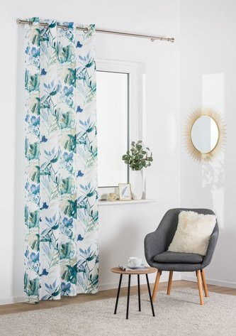 Dekorační vzorovaný závěs s kroužky PILAR modrá 140x260 cm (cena za 1 kus) MyBestHome