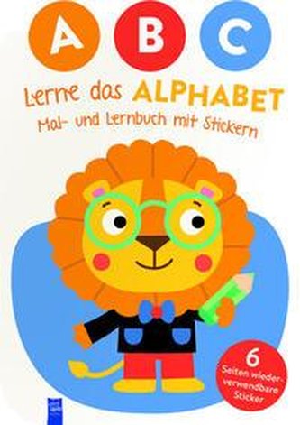 A,B,C - Lerne das Alphabet - Mal- und Lernbuch mit Stickern (Cover Löwe)