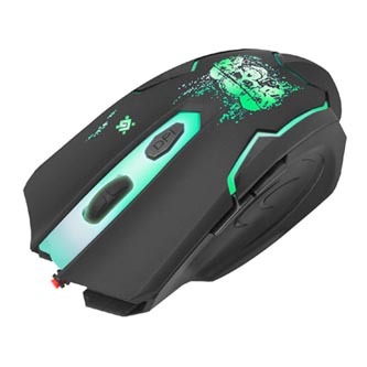 Defender Myš Skull GM-180L, 3200DPI, optická, 6tl., drátová USB, černá, s herní podložkou, podsvícená