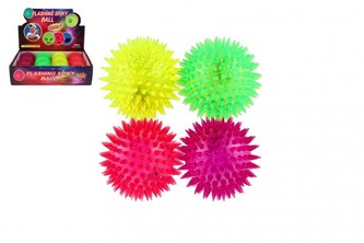 Míček svítící a pískací plast 7cm na baterie v sáčku 12ks v boxu