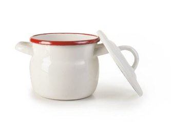 Smaltovaný mini hrnec bílo červený 12cm - Ibili
