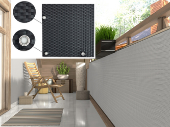 Balkonová ratanová zástěna s očky MALMO, tmavě šedá, výška 90 cm šířka 300 cm MyBestHome