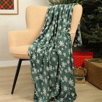 Deka | SNOFLOCK | v zelených sněhových vločkách | 130x170 cm | XM22 806556