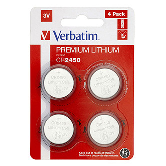 Knoflíková baterie "Premium", CR2450, 4 ks, VERBATIM 49535