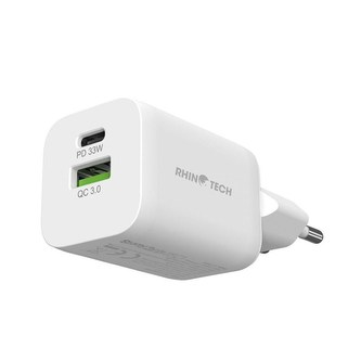 RhinoTech MINI Dual 33W Quick Charger Type-C + USB-A 33W White