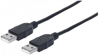 MANHATTAN kabel USB 2.0, Type-A Male to Type-A Male, 1,8m, Black