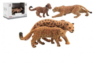 Zvířátka safari ZOO 12cm sada plast 2ks jaguár 2 druhy v krabičce 16x11x9,5cm