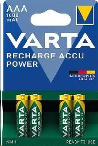Nabíjecí baterie, AAA (mikrotužková), 4x1000 mAh, VARTA "Professional Accu"