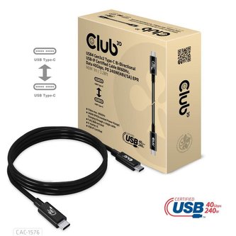 Club3D kabel USB-C, Data 40Gbps, PD 240W(48V/5A) EPR M/M 1m