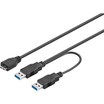 PremiumCord USB 3.0 napájecí kabel s dvojitým napájením černý