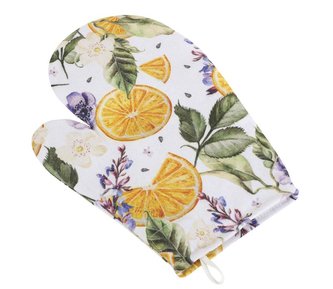 Kuchyňská chňapka - pomeranč - oranžová, zelená, fialová - chňapka 28x18 cm