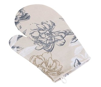 Kuchyňská chňapka - šedobéžový květ - šedá, béžová, bílá - chňapka 28x18 cm
