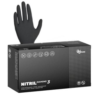 Rukavice jednorázové nepudrované NITRIL DIAMONT3 černé, velikost XL