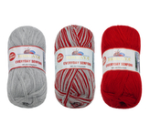 Příze HiMALAYA EVERYDAY SENFONi - šedá, červená - 100g / 196 m - balení 3 x 100g