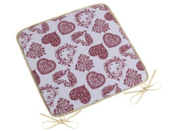 Sedák DITA hladký - krajkové srdce - vínová, šedá - 40x40 cm, hladký