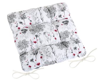 Sedák DITA prošívaný - šedé větvičky - šedá, červená, bílá - 40x40 cm, prošívaný