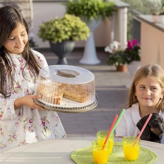 BAMA Servírovací otočný talíř s poklopem, hnědý