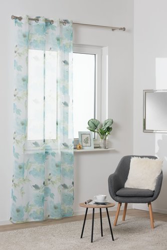 Dekorační vzorovaná záclona s kroužky DALIA modrá 140x260 cm (cena za 1 kus) MyBestHome