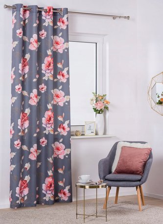 Dekorační vzorovaný závěs s kroužky CORTINA šedá 140x260 cm (cena za 1 kus) MyBestHome