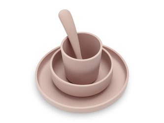 Jídelní sada silikon 4-dílná Pale Pink