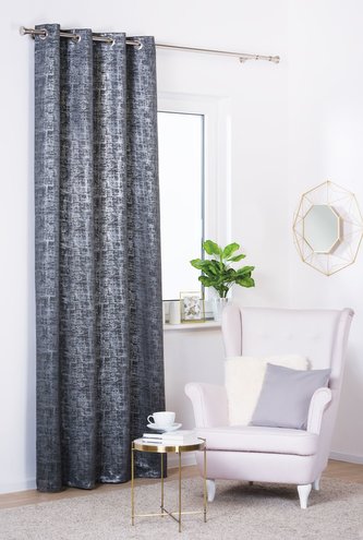 Dekorační vzorovaný závěs s kroužky PLATA antracit 140x260 cm (cena za 1 kus) MyBestHome