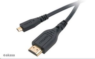 AKASA kabel  HDMI Micro na HDMI, podpora Ethernet, 2K a 4K rozlišení, pozlacené konektory, 1,5m