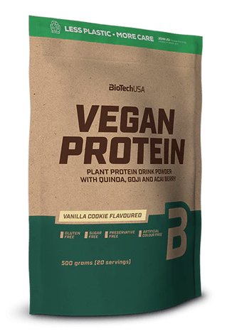 BioTech Vegan Protein 500 g vanilla cookie (vanilka-sušenky)