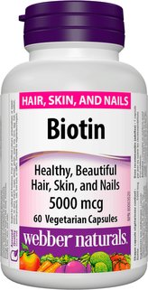 Webber naturals Biotin 5000mcg 60 kapslí