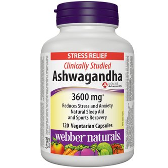 Webber Naturals Ashwagandha 3600 mg 120 kapslí